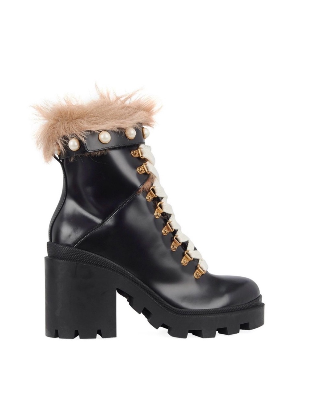 ✨💯100% authentic Gucci Leather Ankle Combat Boots wool Like New